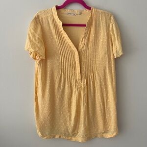 Soft surroundings soft yellow short‎ sleeve blouse sz M
